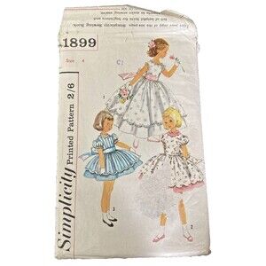 #1899 Simplicity Vintage Sewing Pattern Child’s Dress Size 4  Spring Easter